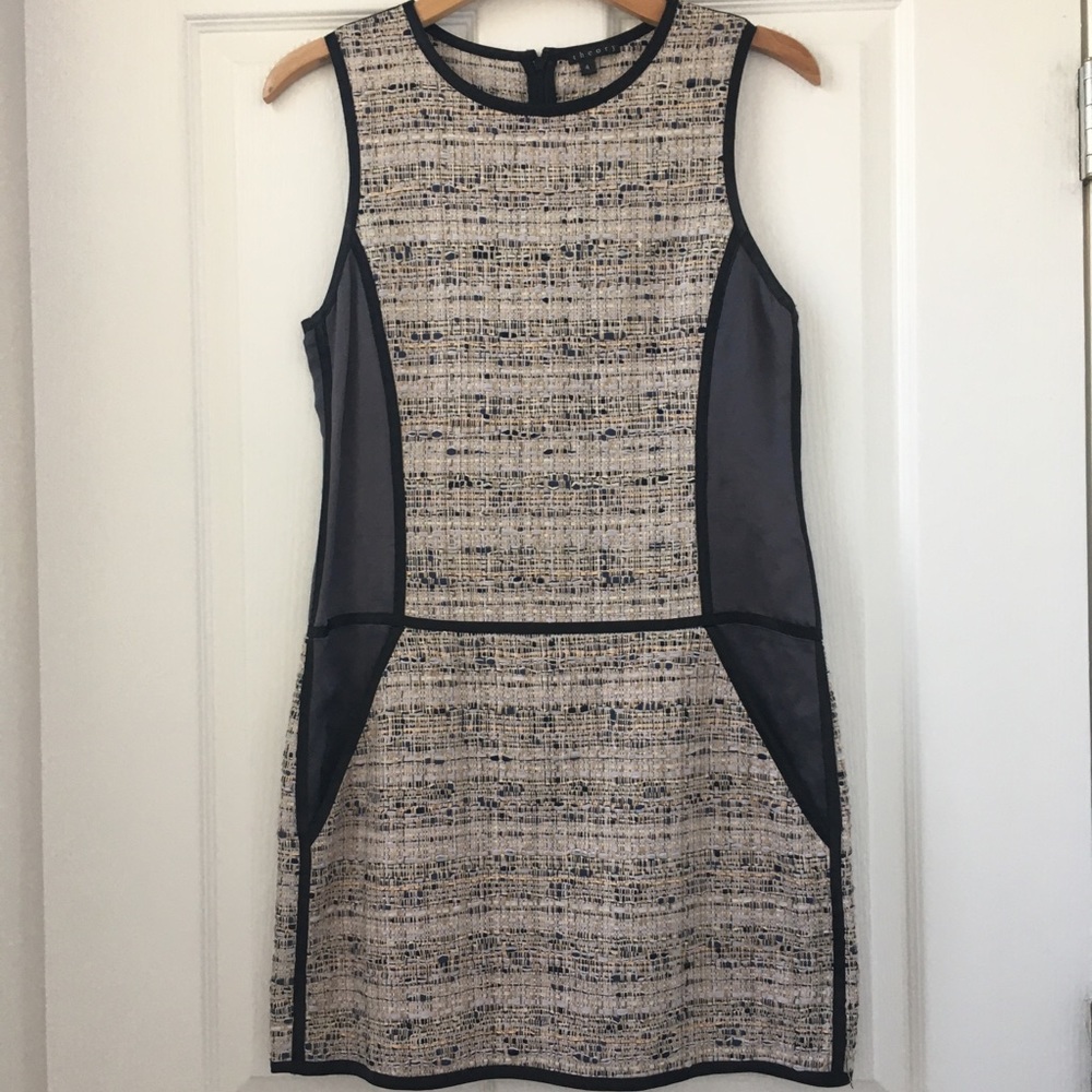 Theory Waldia Alluring tweed and satin sheath dress